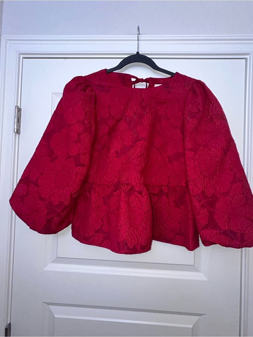 Phase Eight Ellis Floral Monochromatic Jacquard Print Peplum Blouse Shirt Top